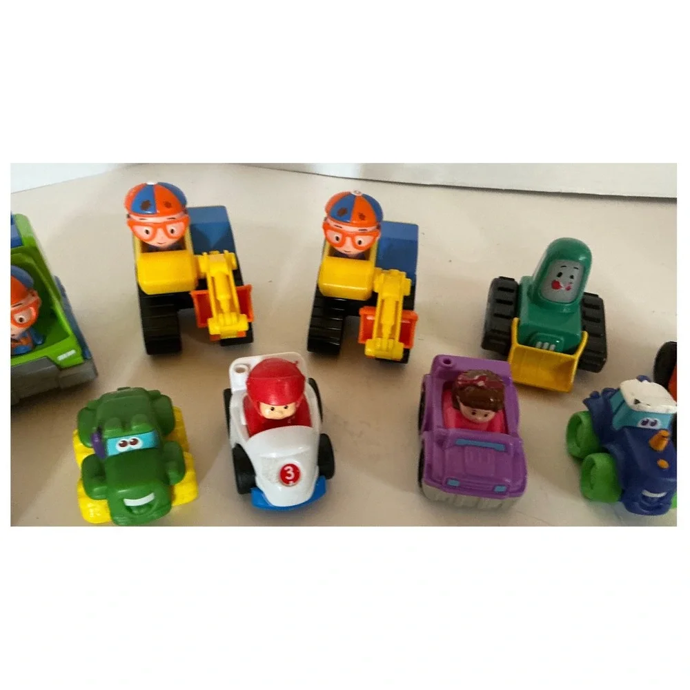 Blippi Toy Vehicle Lot Mini Cars Construction Trucks Excavator Police Car Set